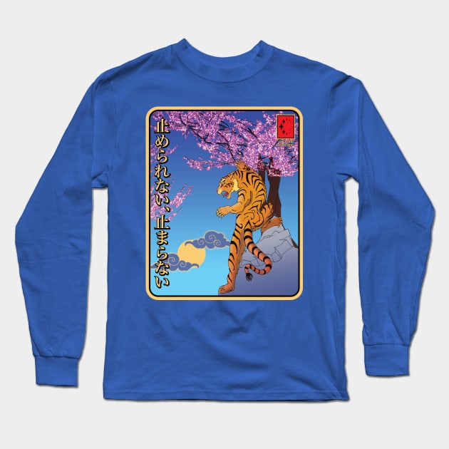 Japenese Tiger - Wood Block Print Long Sleeve T-Shirt by ConstellationPublishing